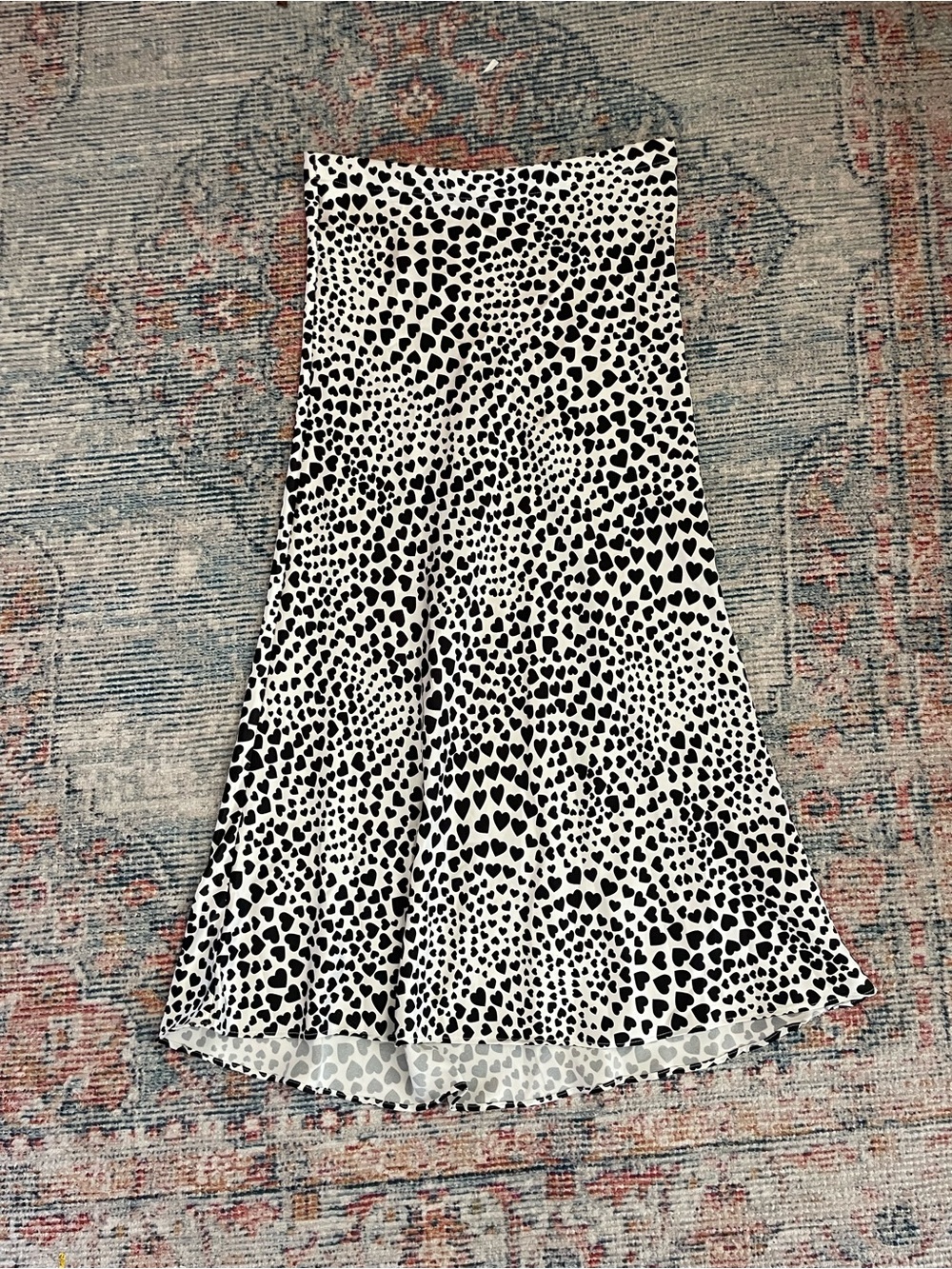 Rachel Zoe Black and White Heart-Print Skirt